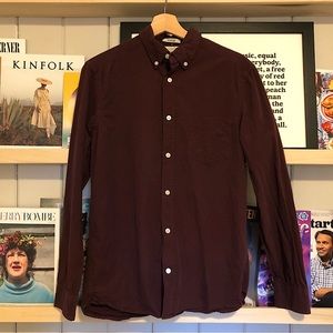 H&M LOGG Button Down Shirt Maroon Long Sleeve
